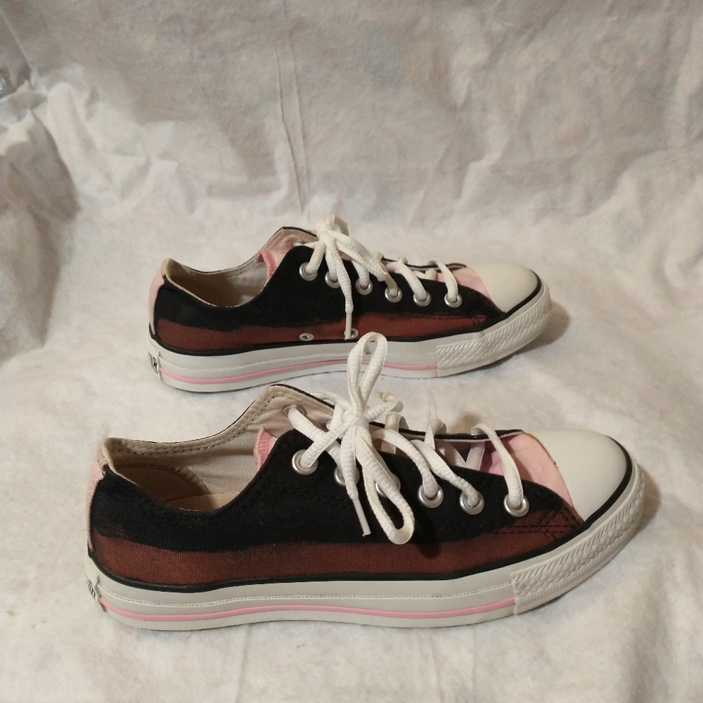 Converse All Star Sneaker Shoes Size 5 Men's Women's 7 Lace Up Brown Pink Black - Picture 3 of 11